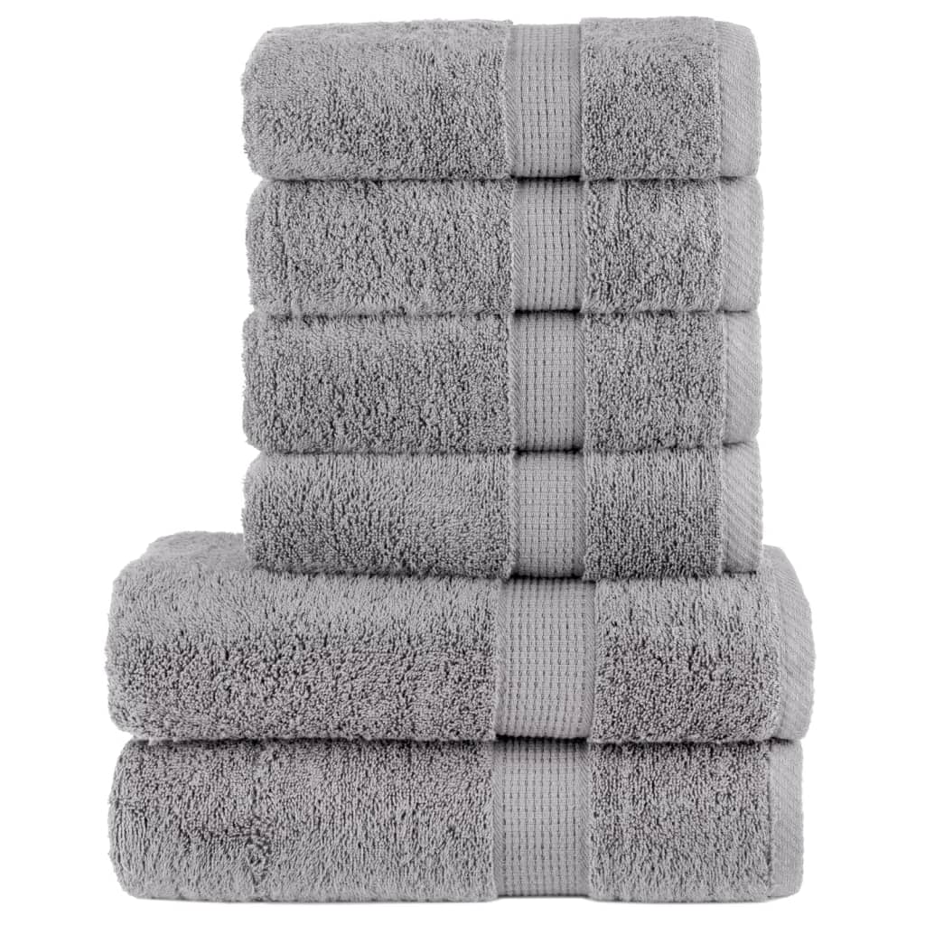 JUNG Vida 6 tlg. Premium-Handtuch-Set SOLUND Grau 600 g/m²