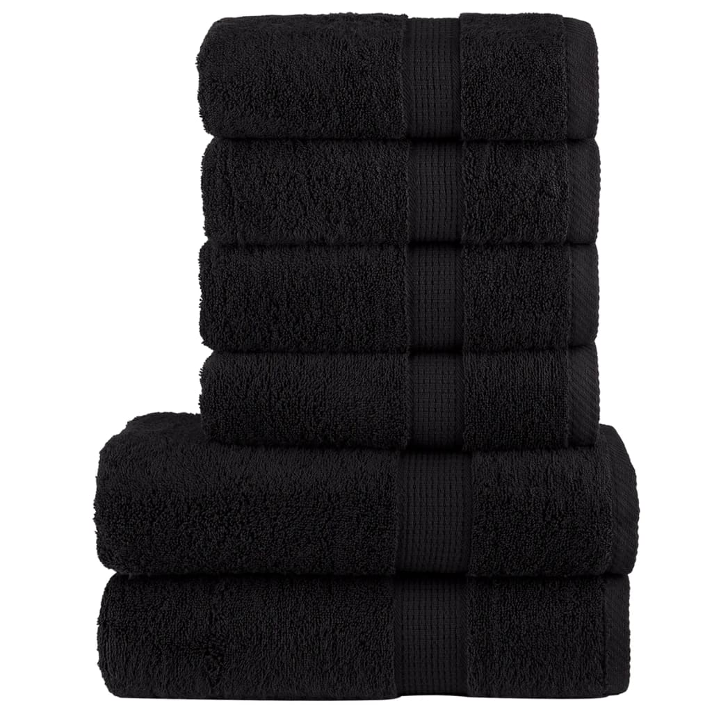 JUNG Vida 6 tlg. Premium-Handtuch-Set SOLUND Schwarz 600 g/m²