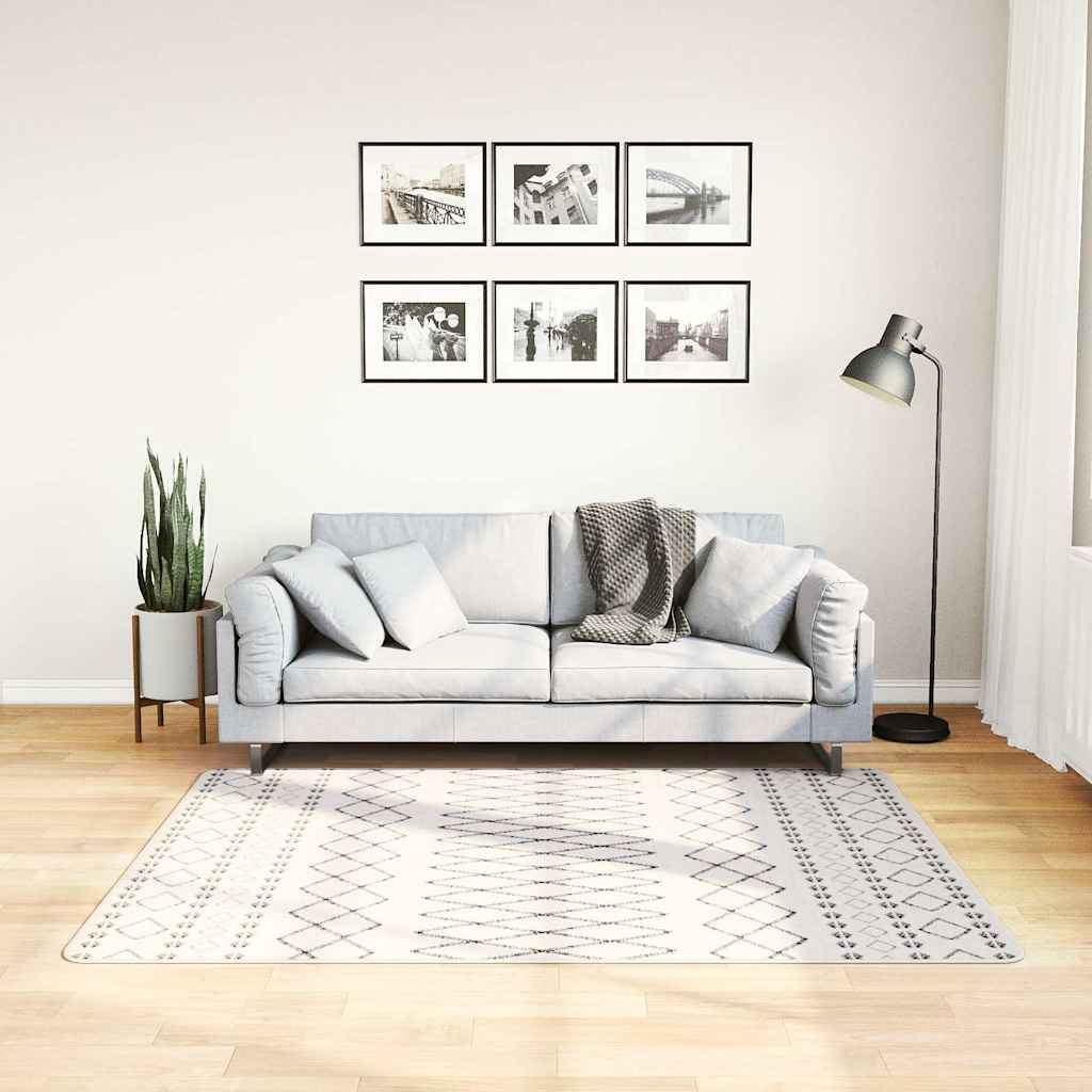 JUNG Vida Teppich Waschbar Schwarz und Weiß 120x170 cm Rutschfest