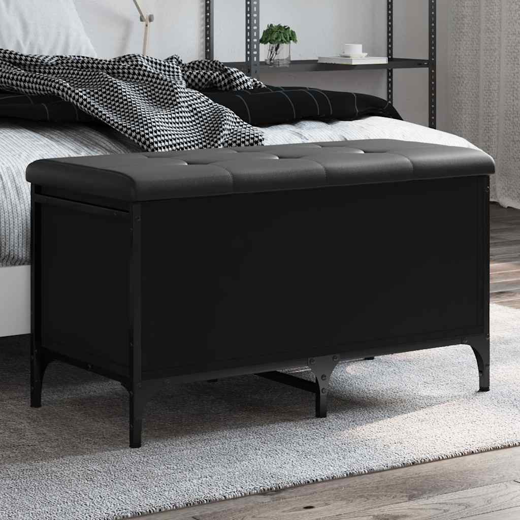 JUNG Vida Sitzbank mit Stauraum Schwarz 82x42x45 cm Holzwerkstoff