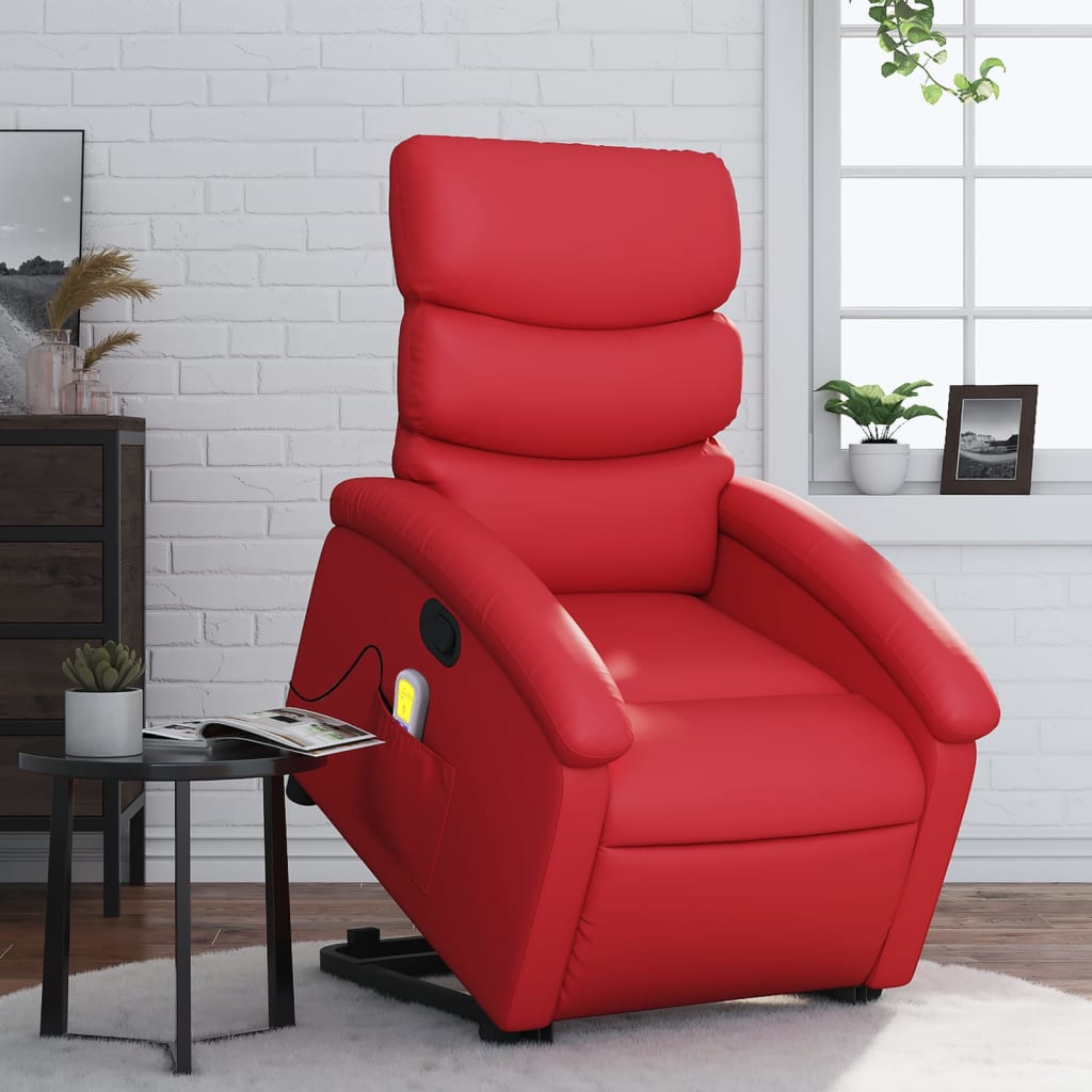 JUNG Vida Massagesessel mit Aufstehhilfe Rot Kunstleder