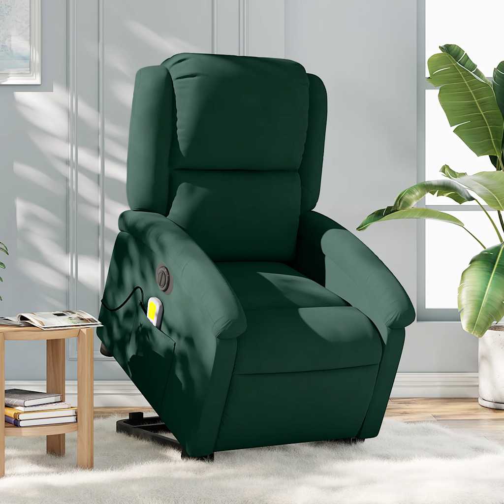 JUNG Vida Massagesessel mit Aufstehhilfe Elektrisch Dunkelgrün Samt