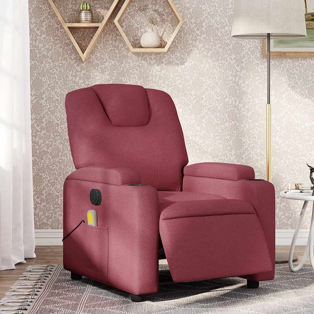 JUNG Vida Massagesessel Elektrisch Weinrot Stoff