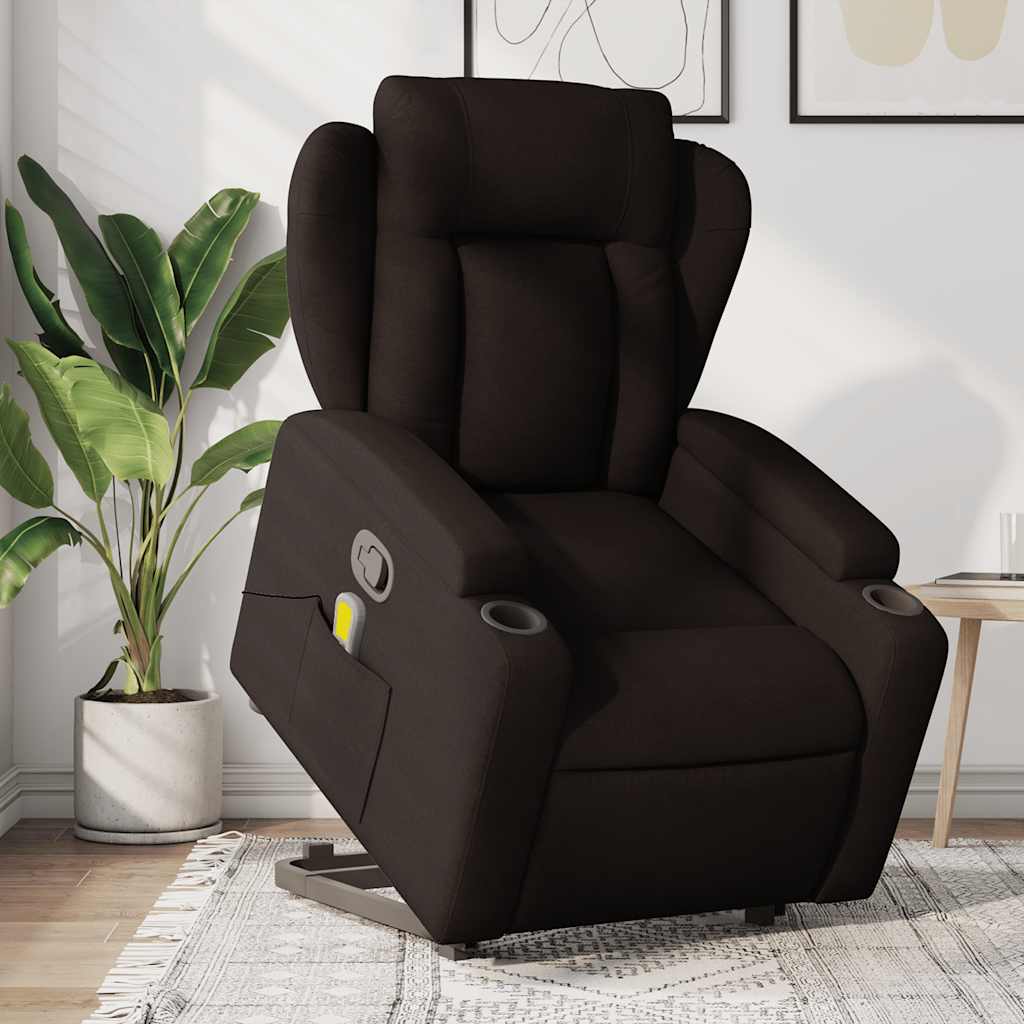 JUNG Vida Massagesessel mit Aufstehhilfe Dunkelbraun Stoff