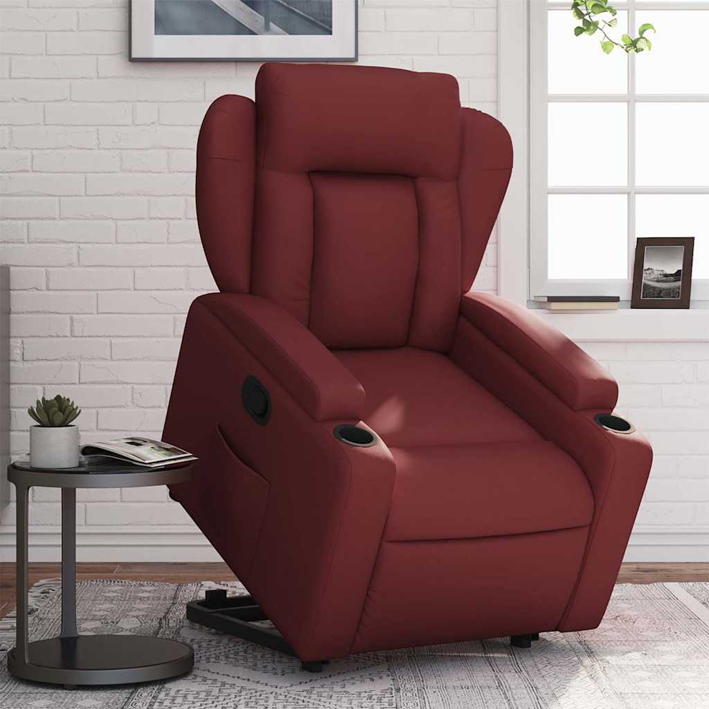 JUNG Vida Relaxsessel mit Aufstehhilfe Weinrot Kunstleder