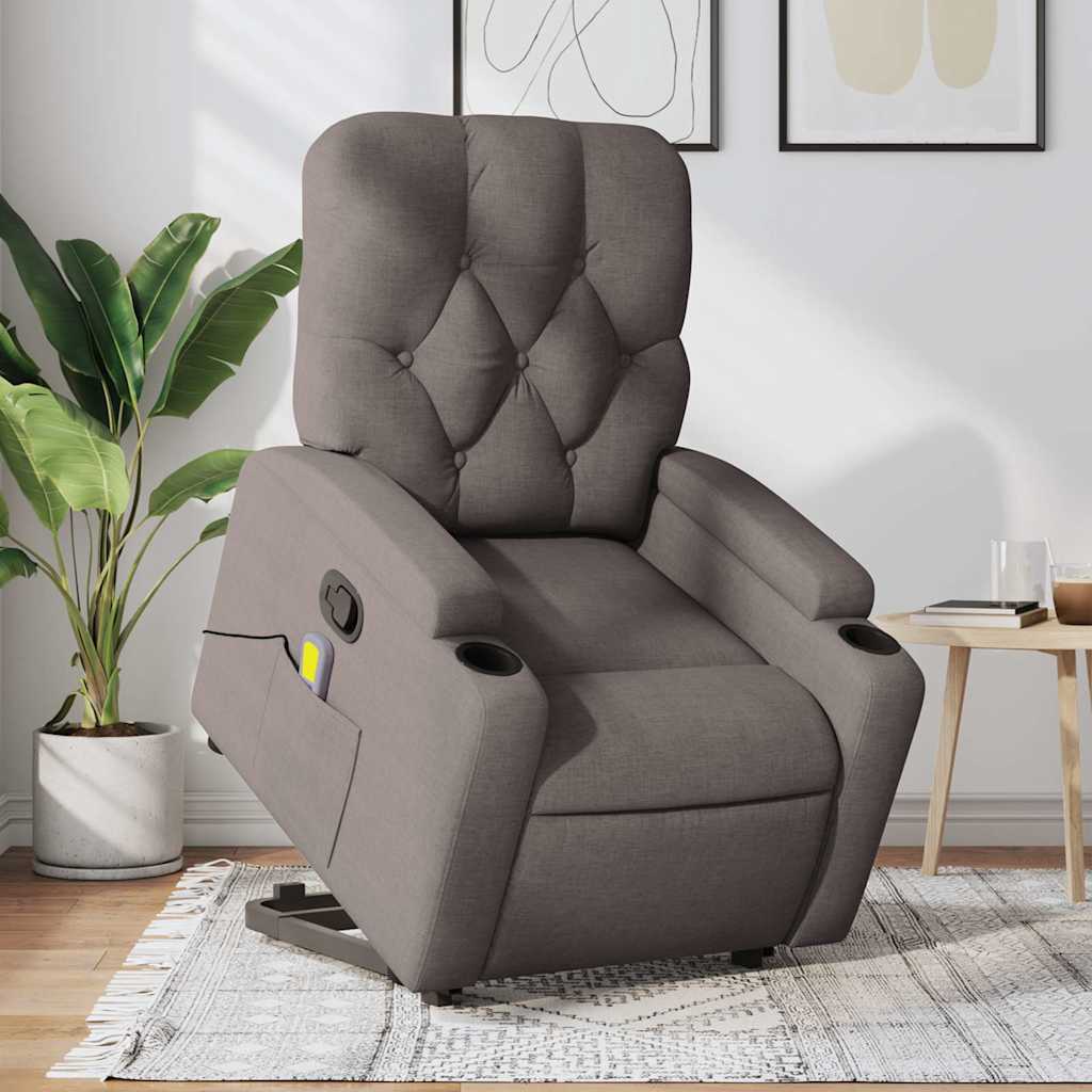 JUNG Vida Massagesessel mit Aufstehhilfe Taupe Stoff