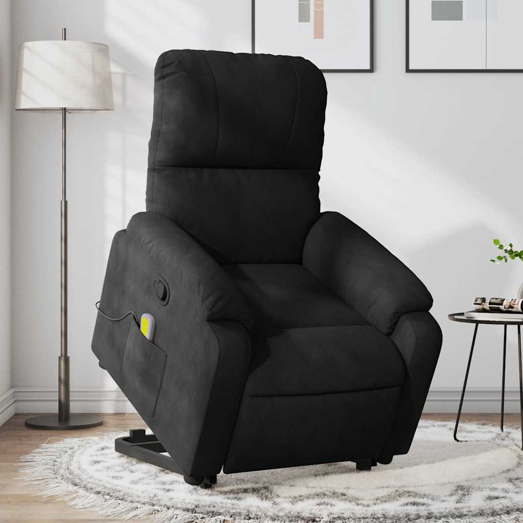 JUNG Vida Massagesessel mit Aufstehhilfe Schwarz Mikrofasergewebe