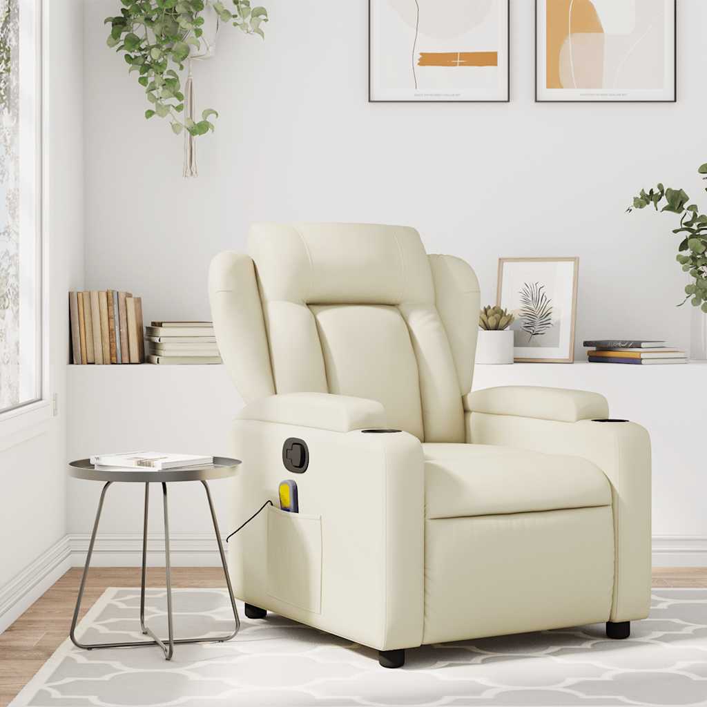 JUNG Vida Massagesessel mit Relaxfunktion, Kunstleder, Creme