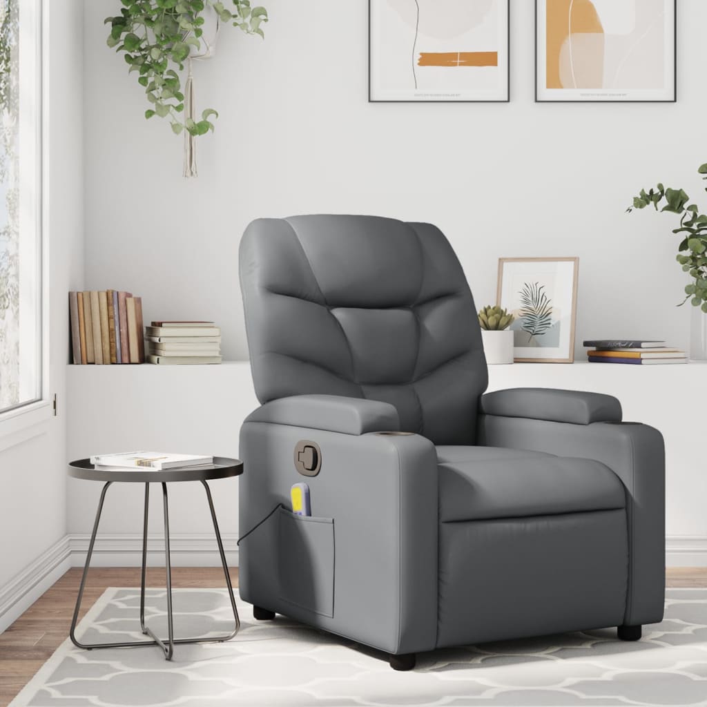 JUNG Vida Massagesessel Relaxsessel Grau Kunstleder