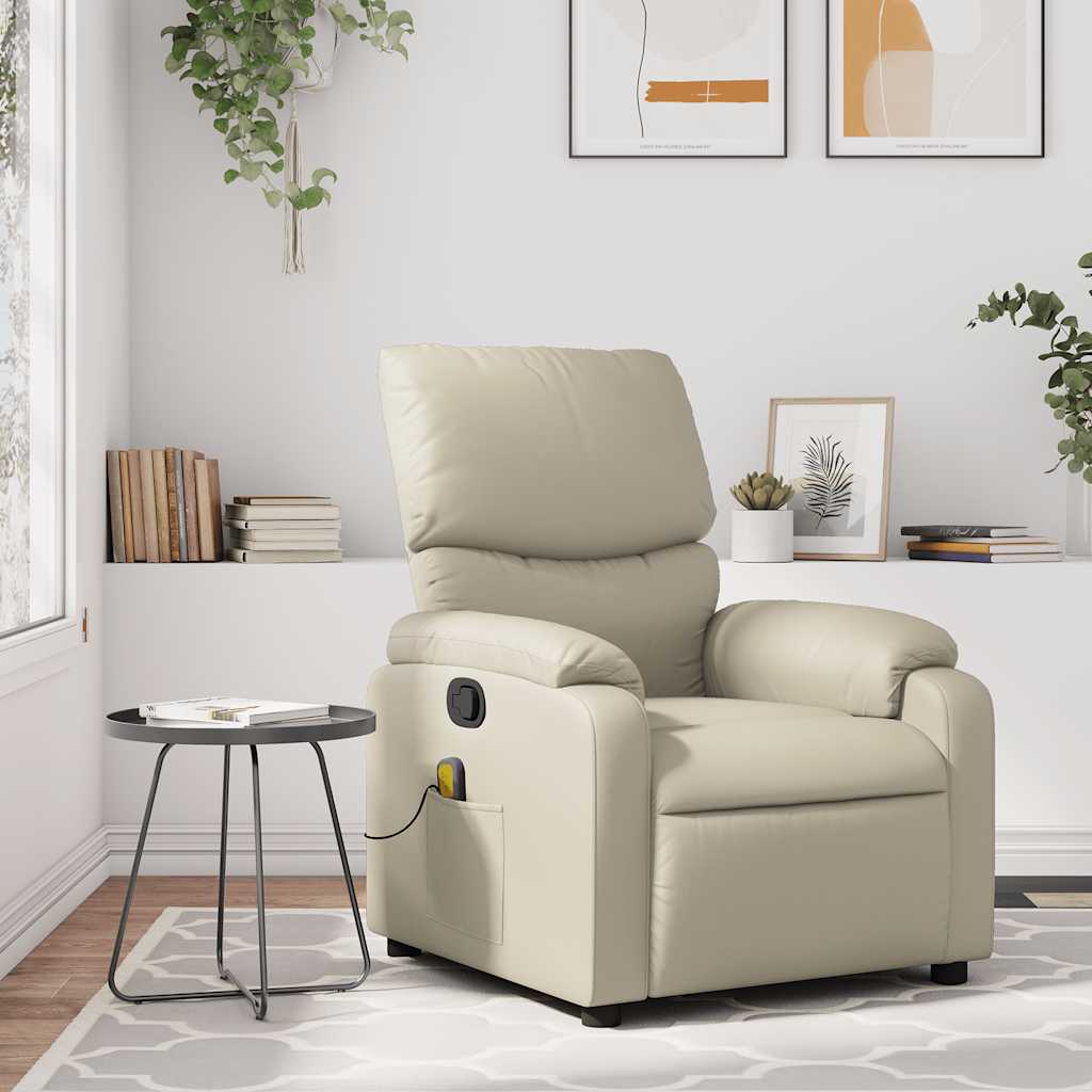 JUNG Vida Massagesessel mit Relaxfunktion, Kunstleder, Creme