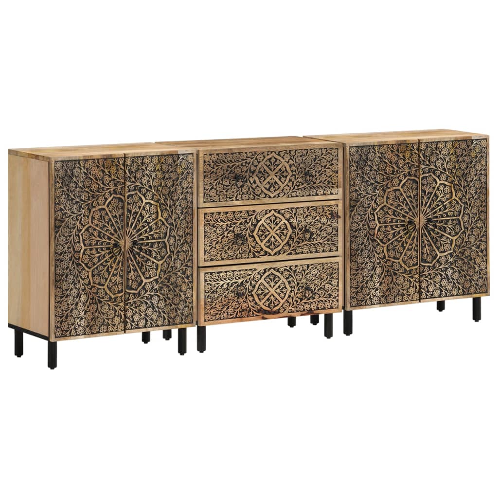 JUNG Vida Beistellschränke 3 Stk. 60x33x75 cm Massivholz Mango