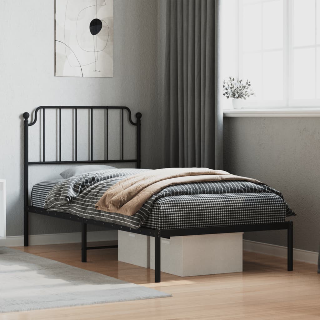 JUNG Vida Bettgestell mit Kopfteil Metall Schwarz 90x200 cm