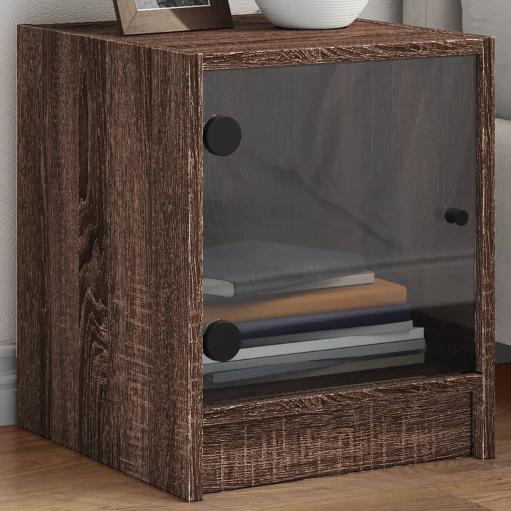 JUNG Vida Nachttisch mit Glastür Braun Eichen-Optik 35x37x42 cm