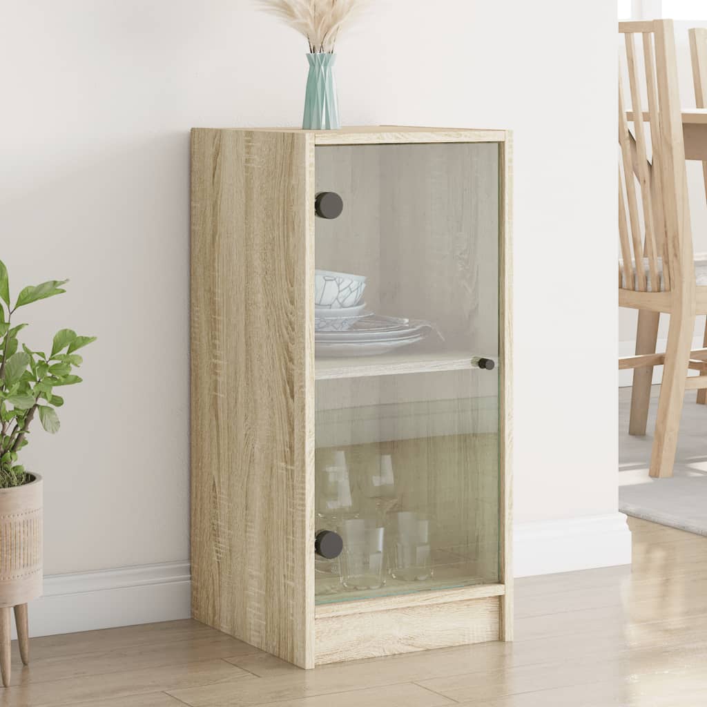 JUNG Vida Beistellschrank mit Glastüren Sonoma-Eiche 35x37x75,5 cm