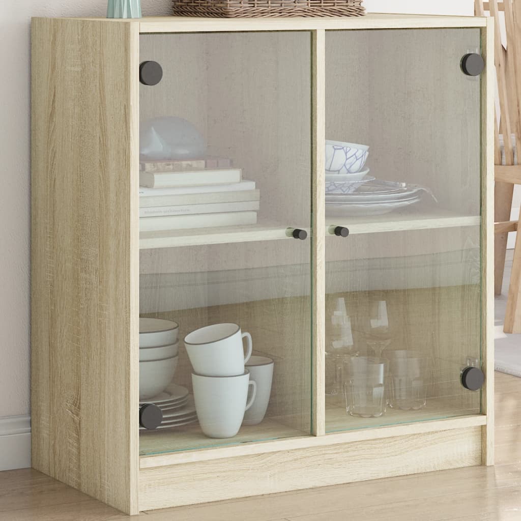 JUNG Vida Beistellschrank mit Glastüren Sonoma-Eiche 68x37x75,5 cm