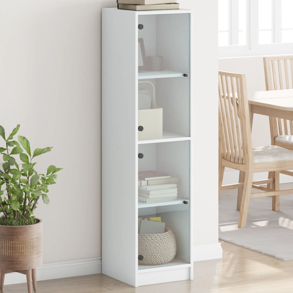 JUNG Vida Highboard mit Glastüren Weiß 35x37x142 cm