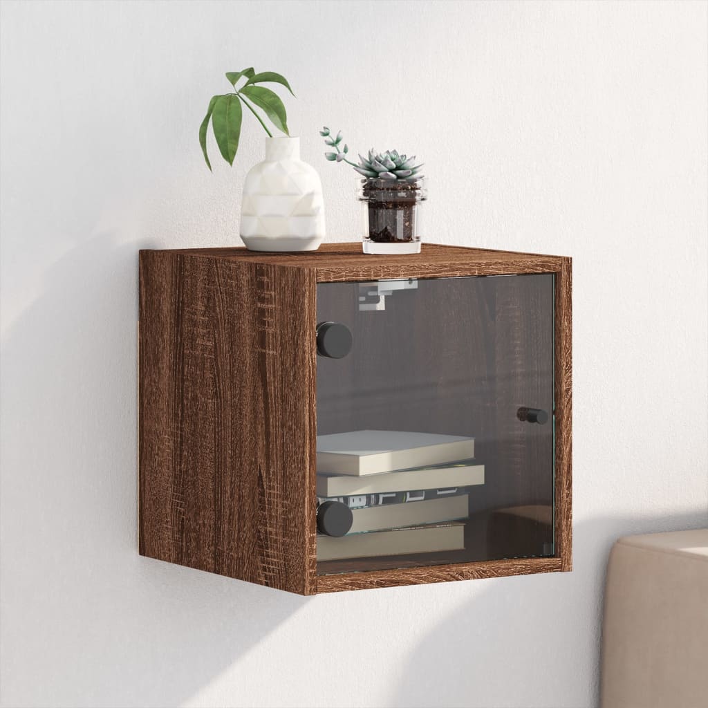 JUNG Vida Nachttisch mit Glastür Braun Eichen-Optik 35x37x35 cm
