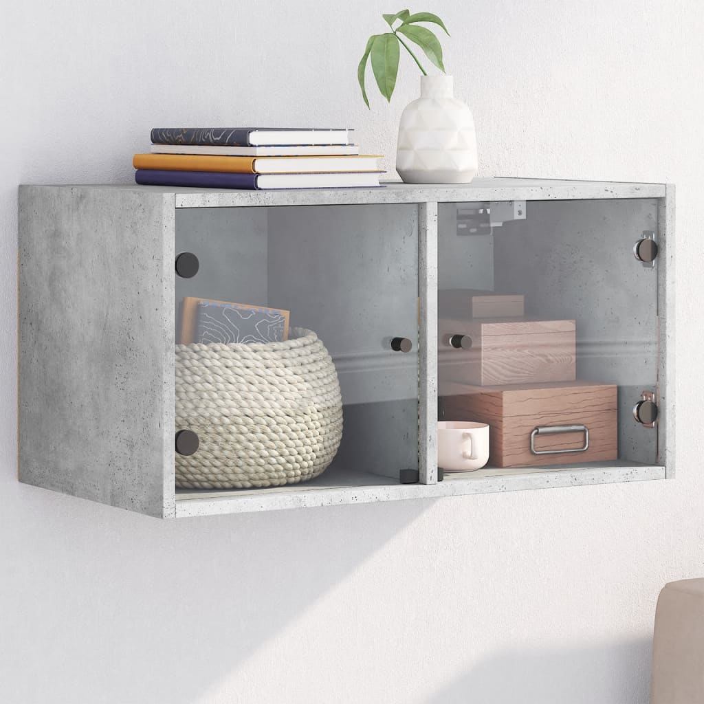 JUNG Vida Wandschrank mit Glastüren Betongrau 68,5x37x35 cm