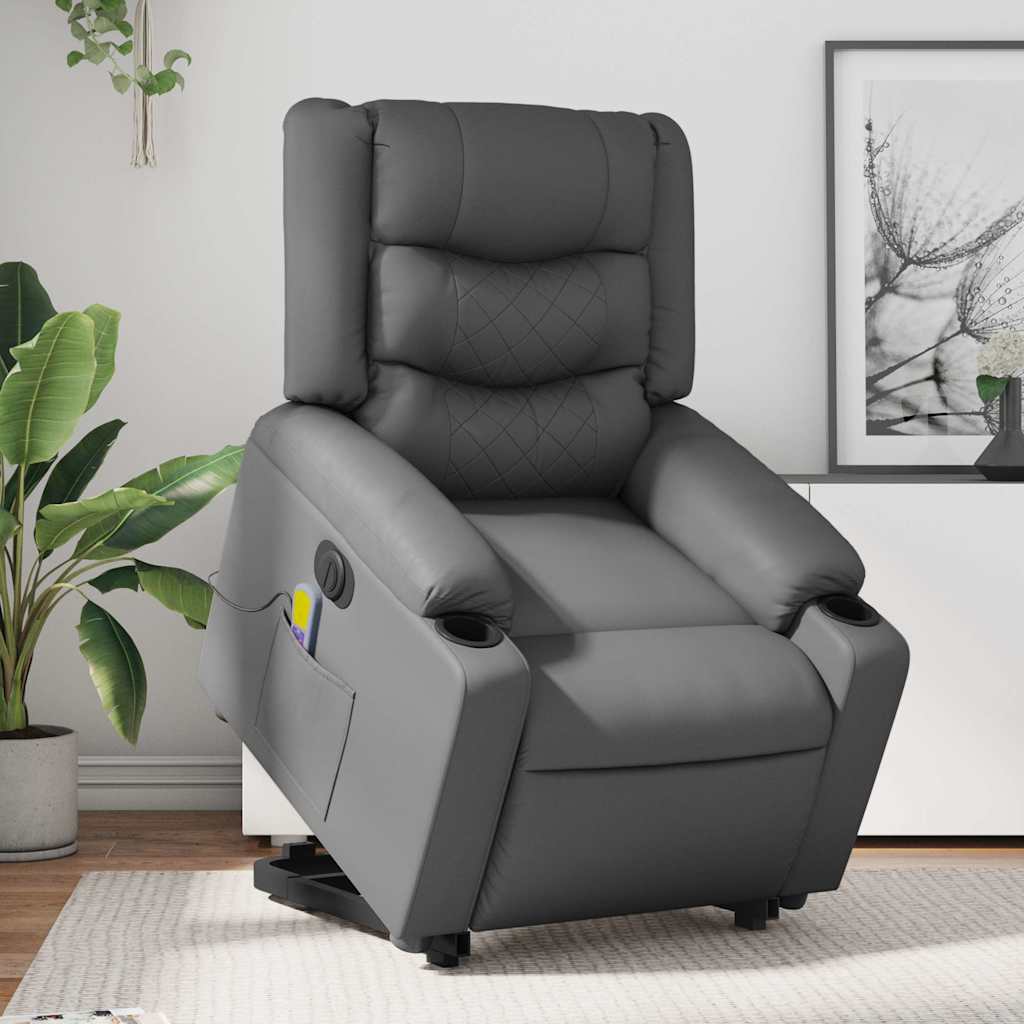 JUNG Vida Massagesessel mit Aufstehhilfe Elektrisch Grau Kunstleder