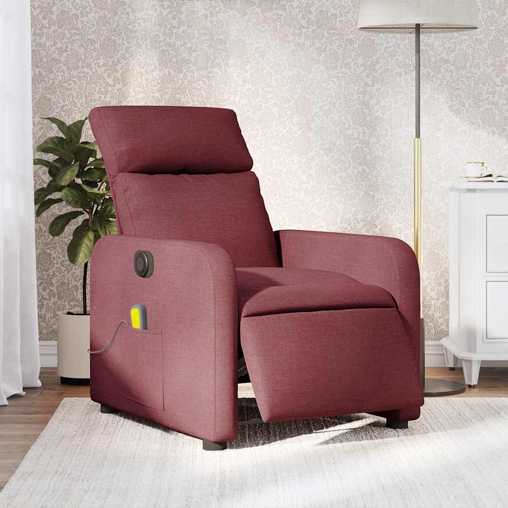 JUNG Vida Massagesessel Elektrisch Weinrot Stoff