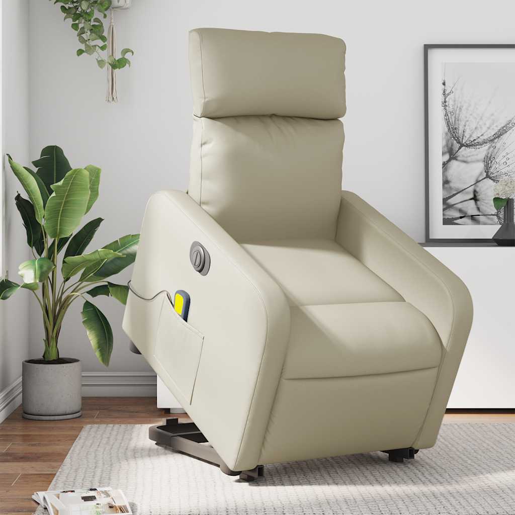 JUNG Vida Massagesessel mit Aufstehhilfe Elektrisch Creme Kunstleder