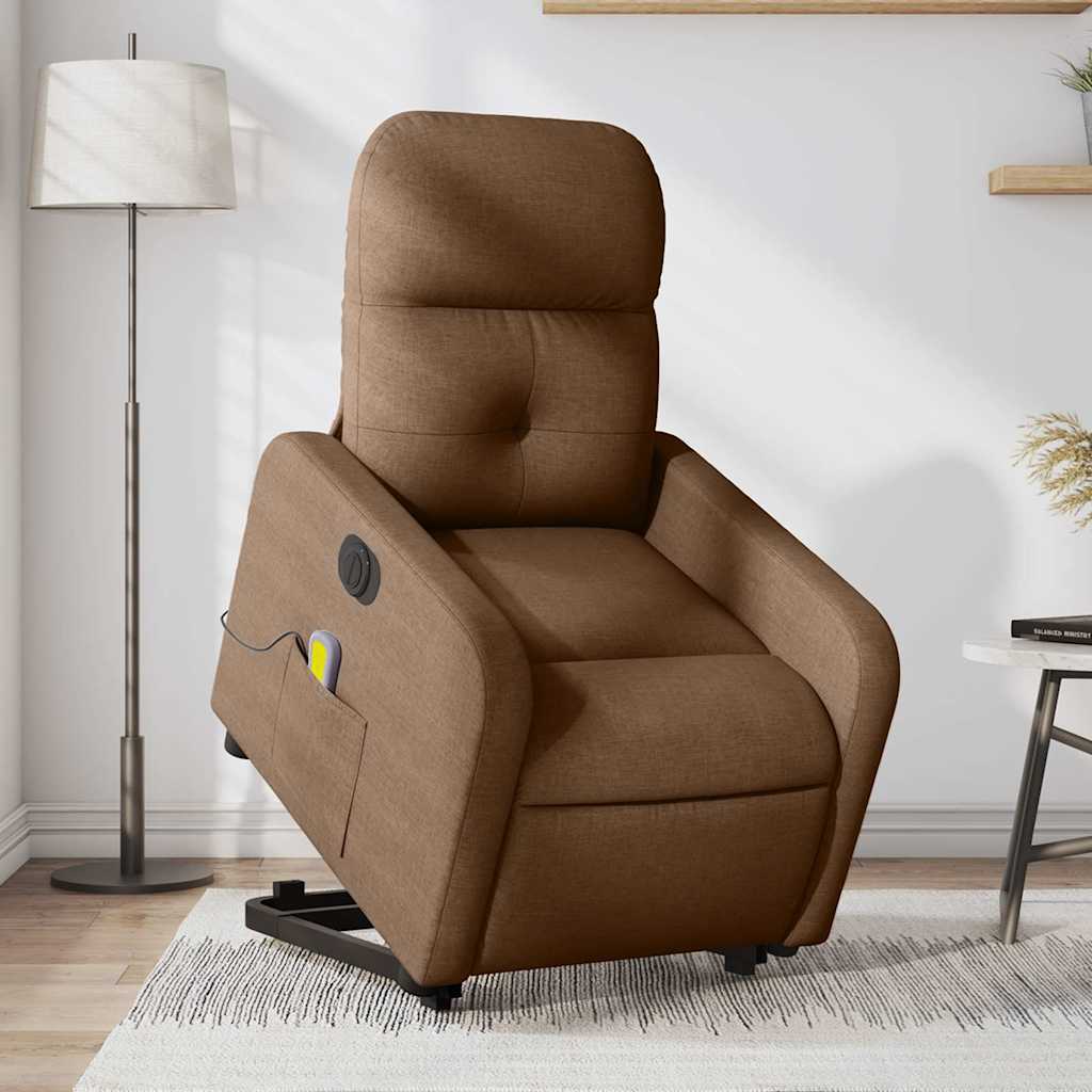 JUNG Vida Elektrischer Massagesessel mit Aufstehhilfe Braun Stoff