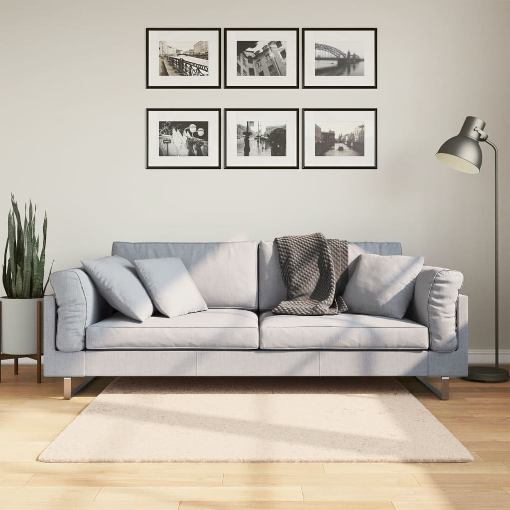 JUNG Vida Teppich HUARTE Kurzflor Weich und Waschbar Beige 120x120 cm