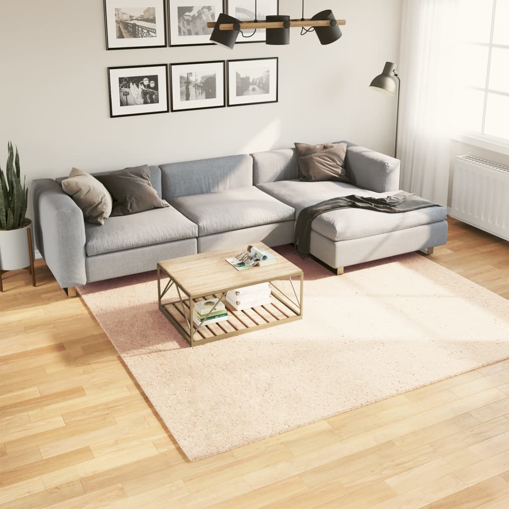 JUNG Vida Teppich HUARTE Kurzflor Weich und Waschbar Beige 240x240 cm