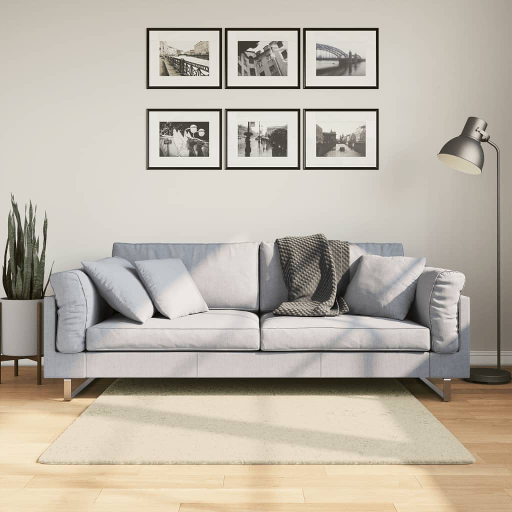 JUNG Vida Teppich HUARTE Kurzflor Weich und Waschbar Creme 120x120 cm
