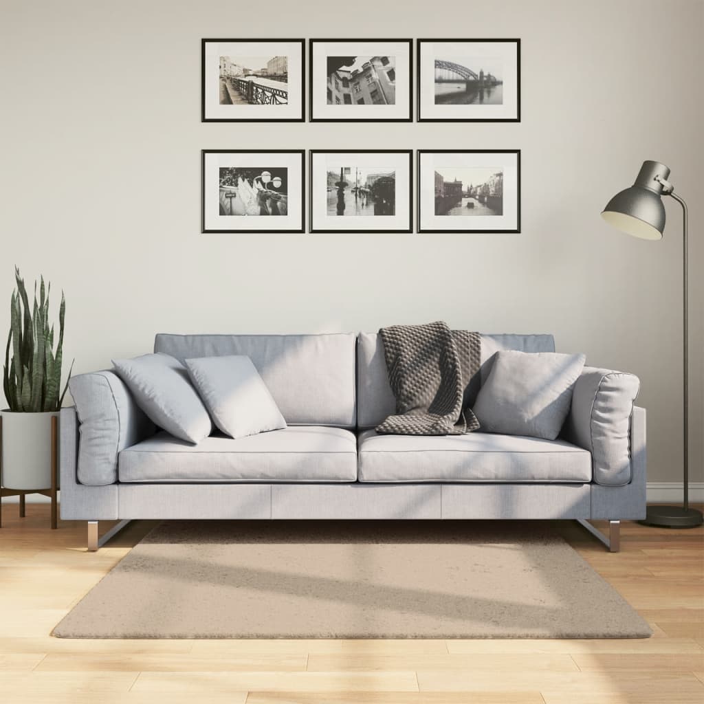 JUNG Vida Teppich HUARTE Kurzflor Weich und Waschbar Sandfarben 120x120cm