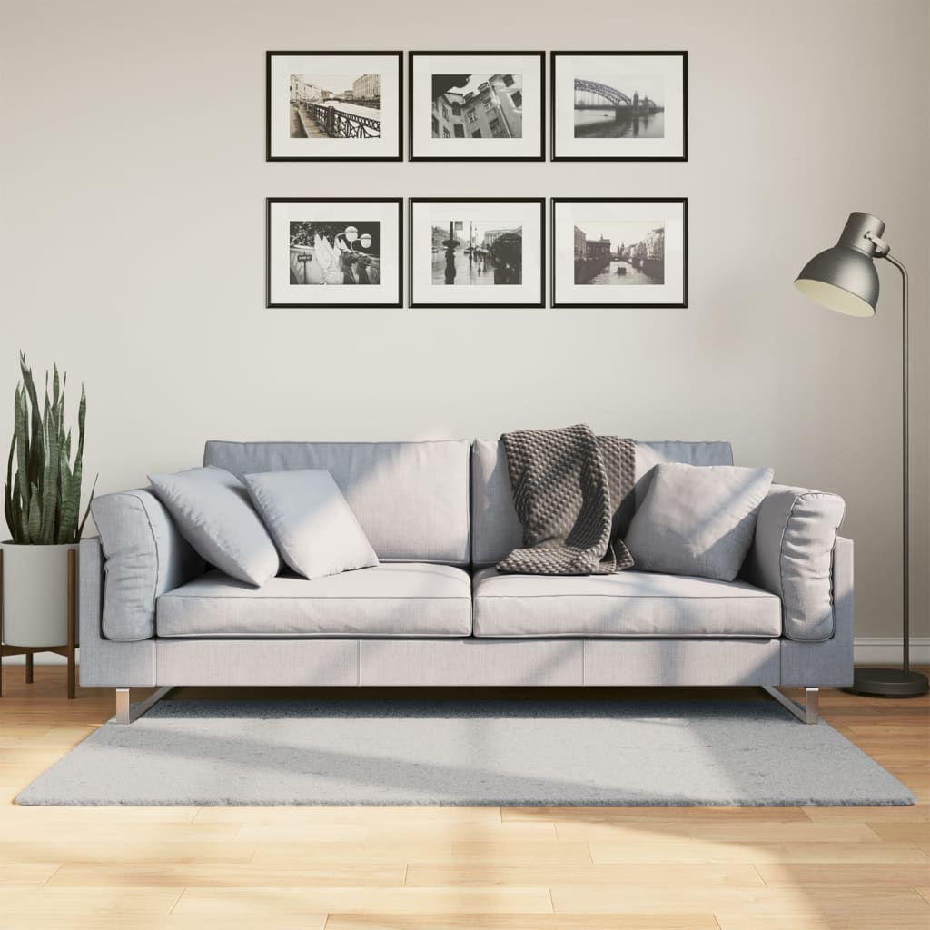 JUNG Vida Teppich HUARTE Kurzflor Weich und Waschbar Grau 80x150 cm