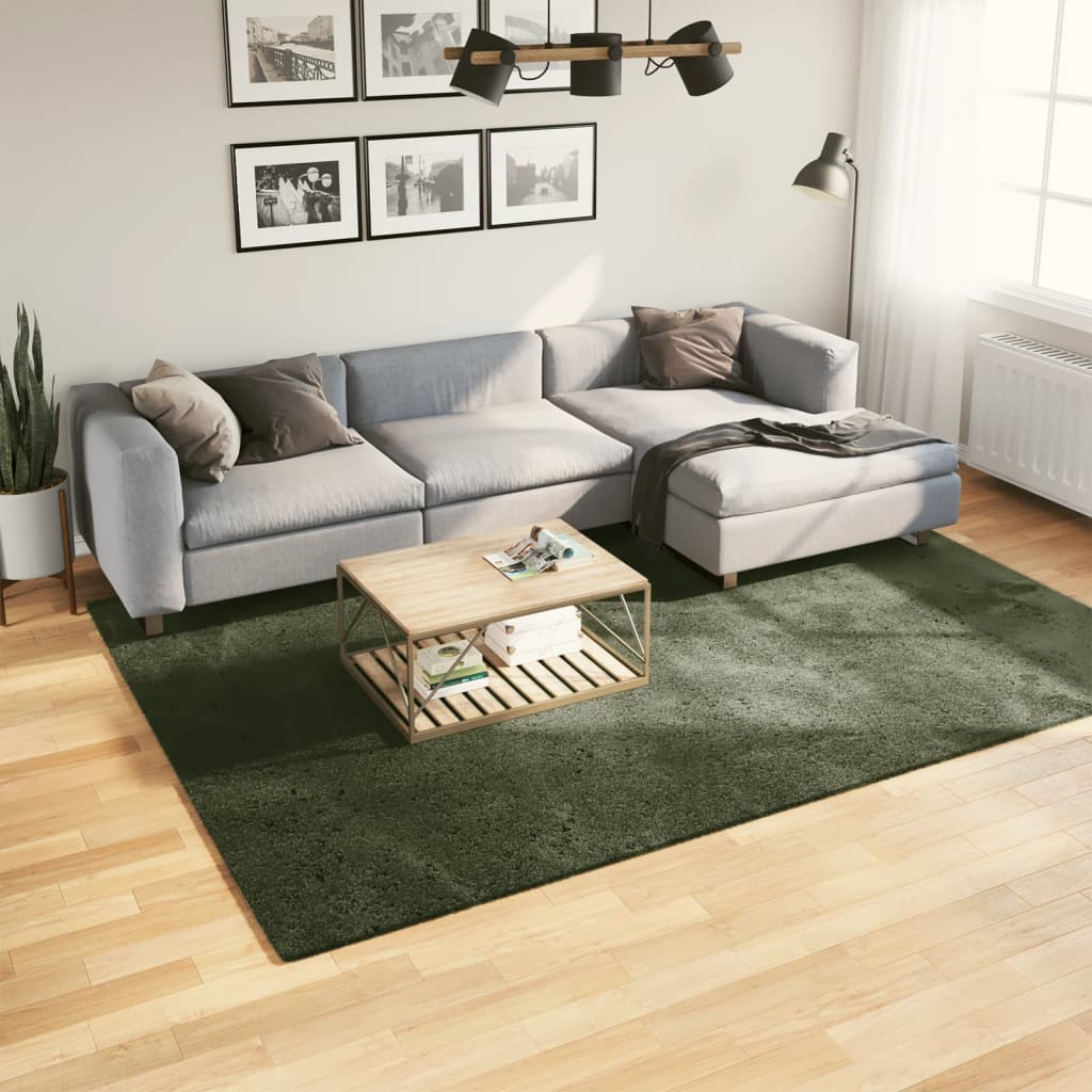 JUNG Vida Teppich HUARTE Kurzflor Weich und Waschbar Waldgrün 200x280 cm
