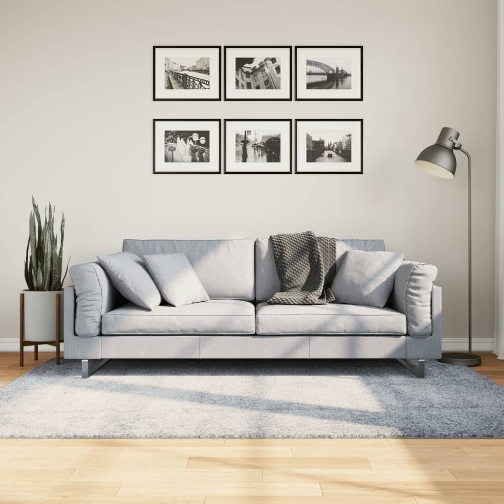 JUNG Vida Teppich Shaggy Hochflor Modern Blau 140x200 cm
