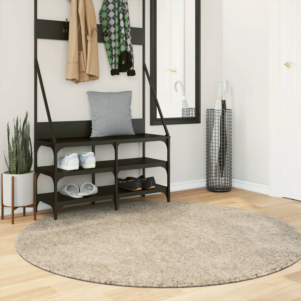 JUNG Vida Teppich ISTAN Hochflor Glänzend Beige Ø 160 cm
