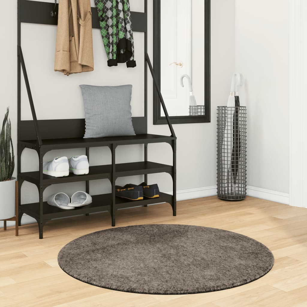JUNG Vida Teppich ISTAN Hochflor Glänzend Grau Ø 100 cm