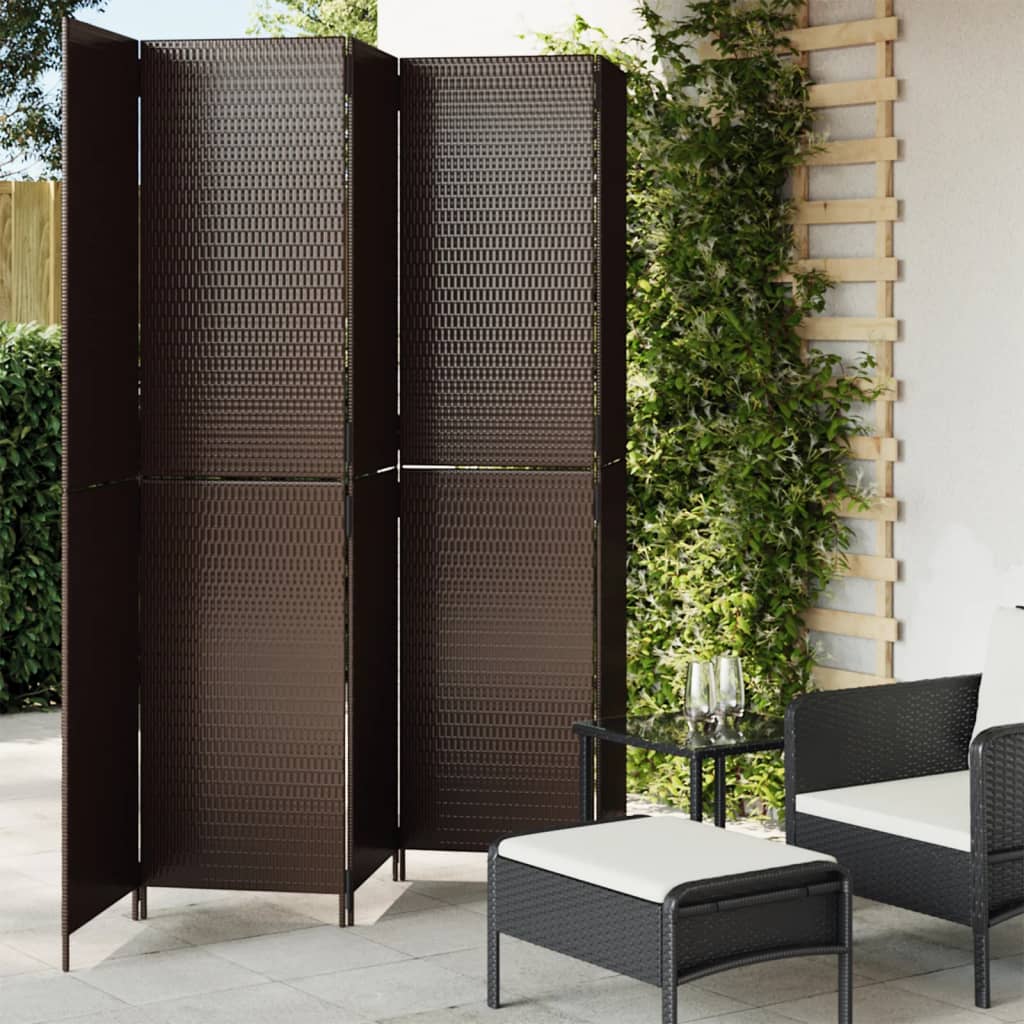 JUNG Vida Paravent 5-tlg. Braun Poly Rattan