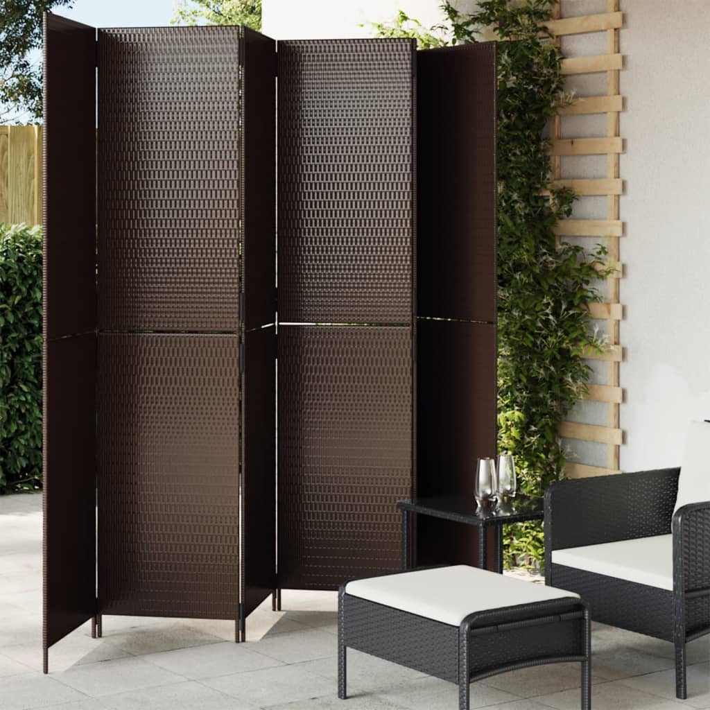 JUNG Vida Paravent 6-tlg. Braun Poly Rattan