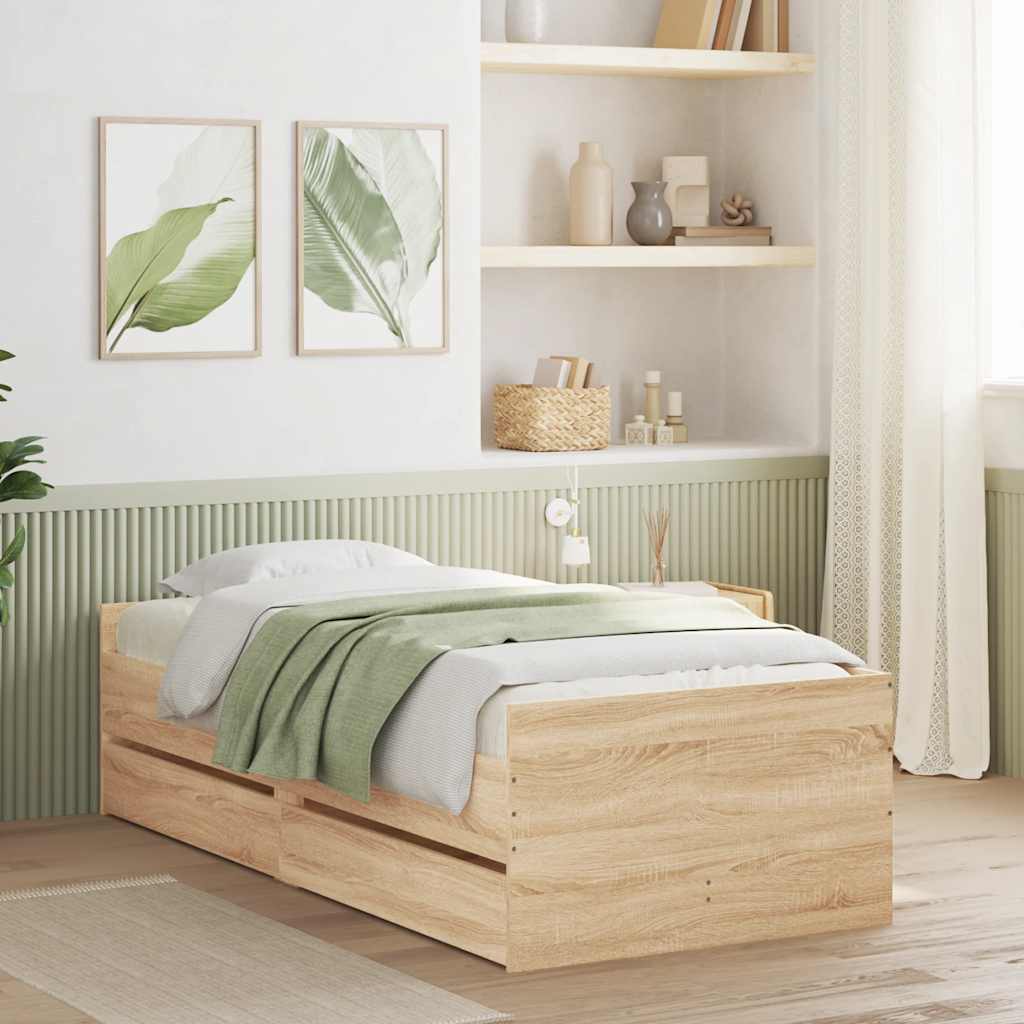 JUNG Vida Bett mit Schubladen Sonoma-Eiche 75x190 cm