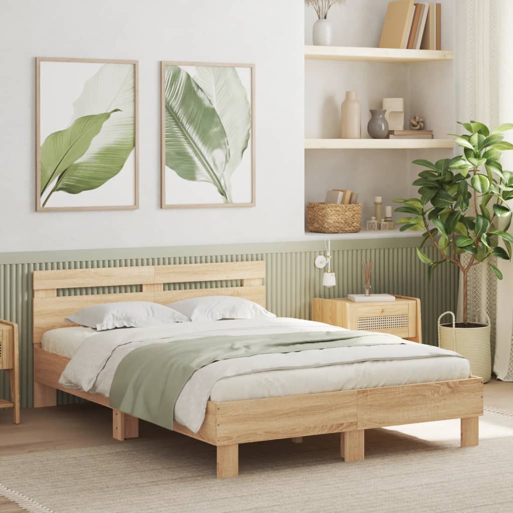JUNG Vida Bettgestell mit Kopfteil Sonoma-Eiche 135x190 cm Holzwerkstoff