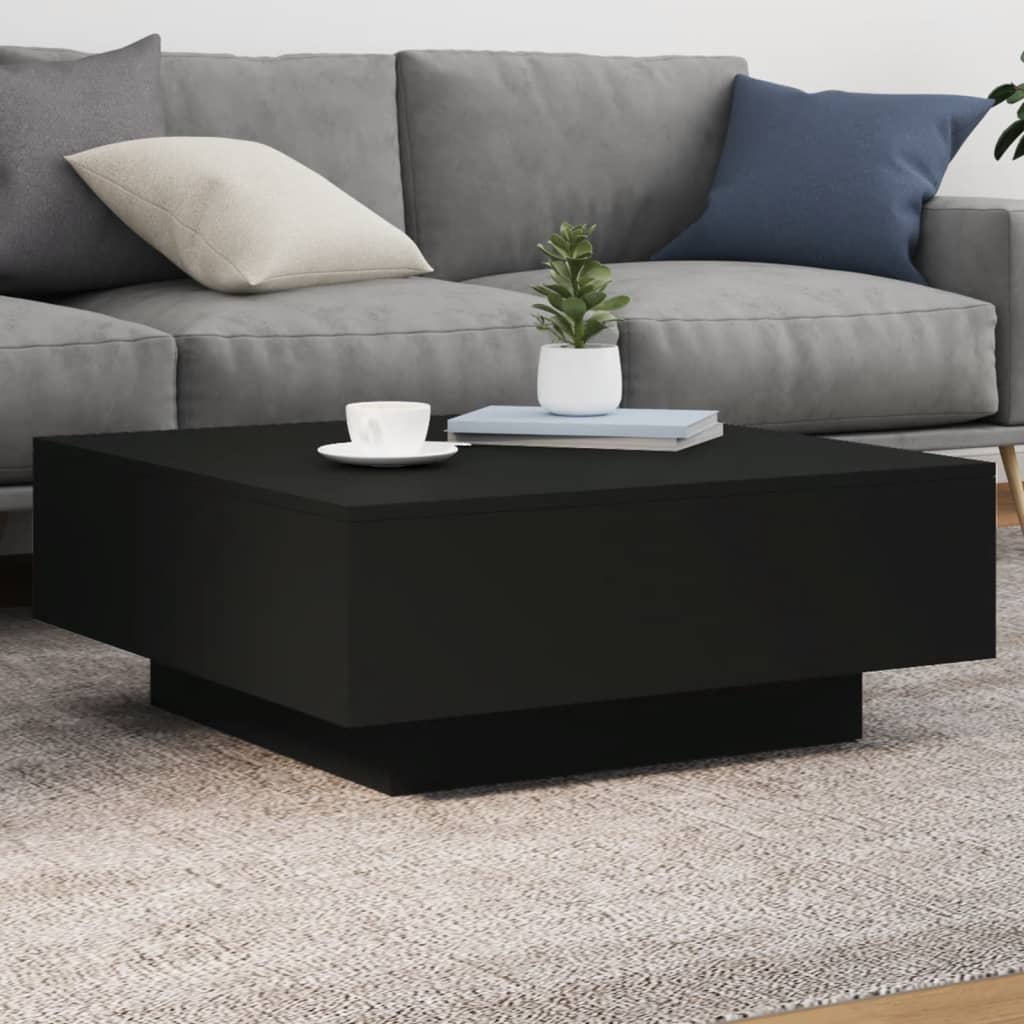 JUNG Vida Couchtisch mit LED-Leuchten Schwarz 80x80x31 cm