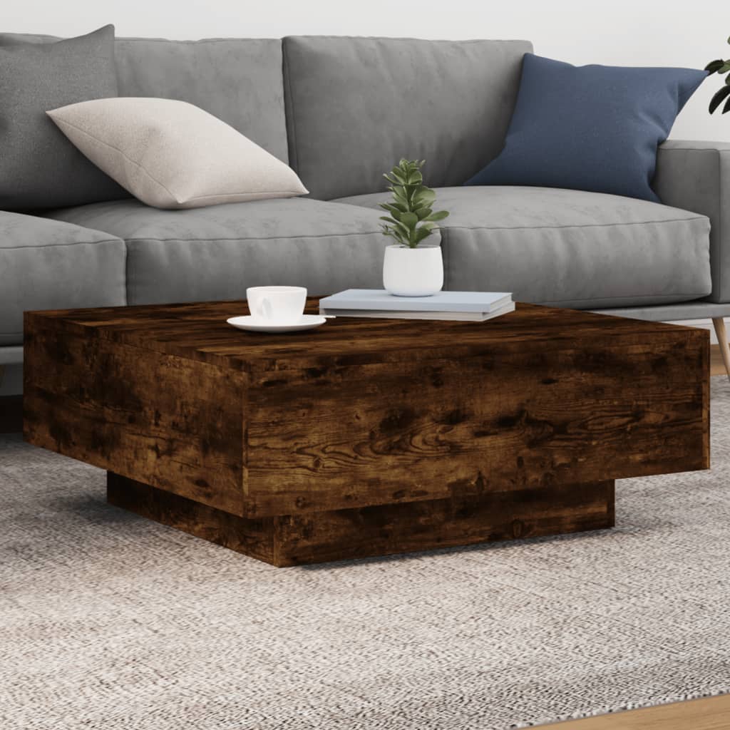 JUNG Vida Couchtisch mit LED-Leuchten Räuchereiche 80x80x31 cm