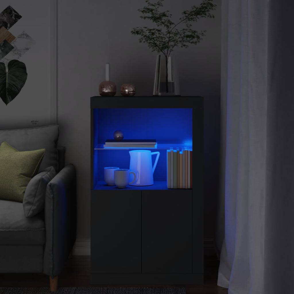 JUNG Vida Beistellschrank mit LED-Leuchten Schwarz Holzwerkstoff