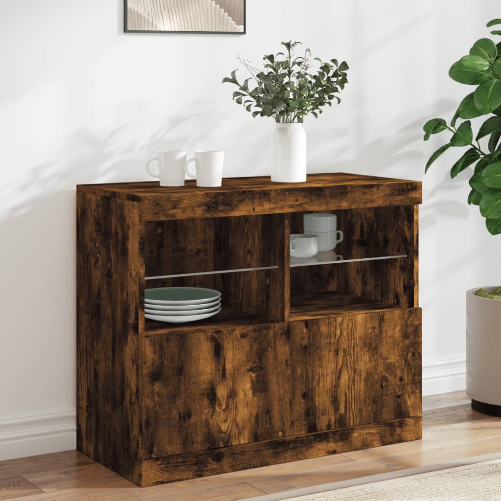 JUNG Vida Sideboard mit LED-Leuchten Räuchereiche 81x37x67 cm