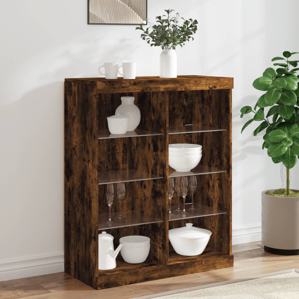 JUNG Vida Sideboard mit LED-Leuchten Räuchereiche 81x37x100 cm