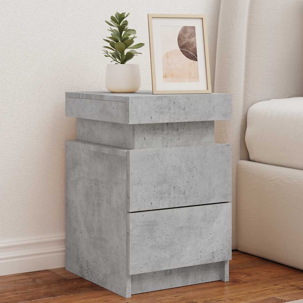 JUNG Vida Nachttisch mit LED-Leuchten Betongrau 35x39x55 cm