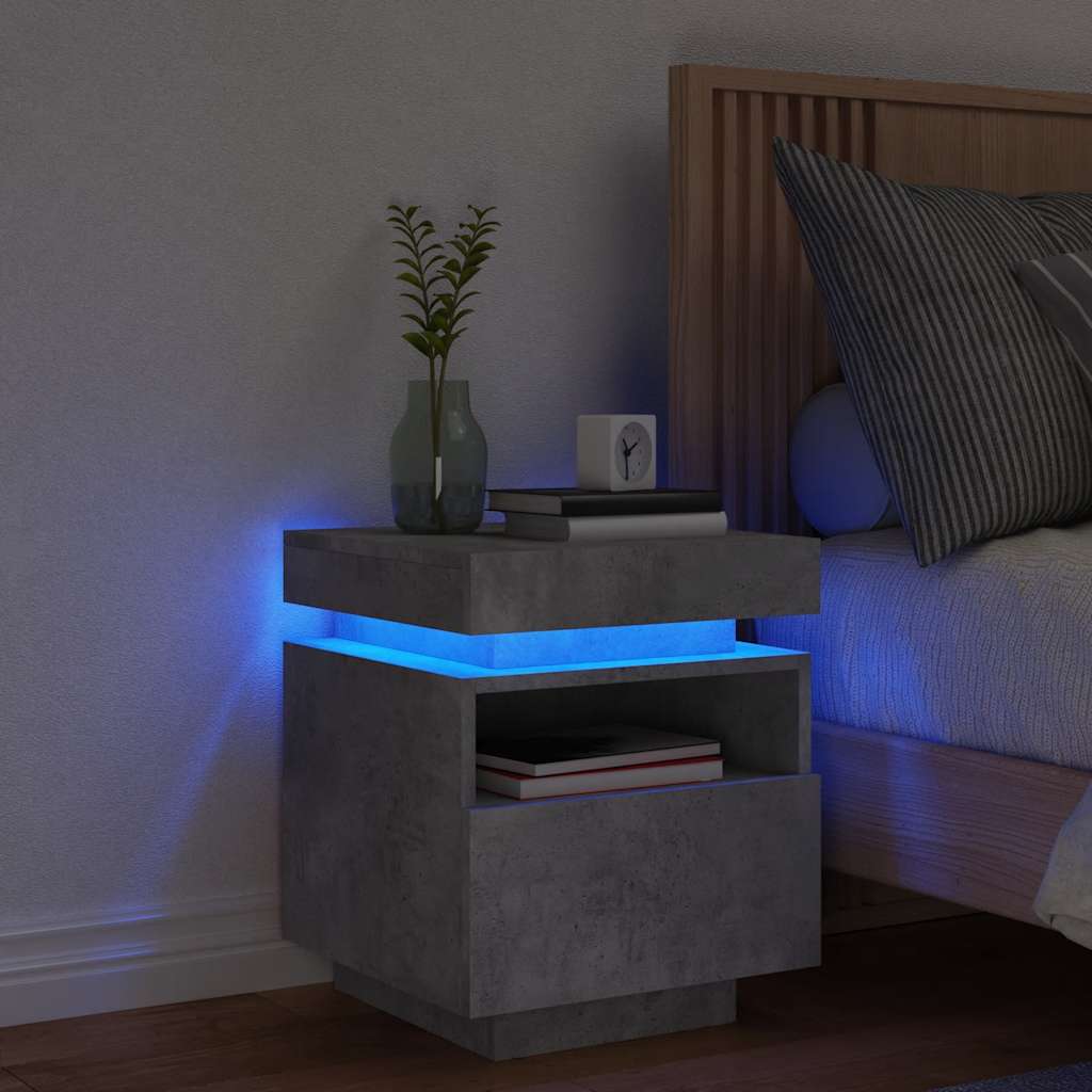 JUNG Vida Nachttisch mit LED-Leuchten Betongrau 40x39x48,5 cm