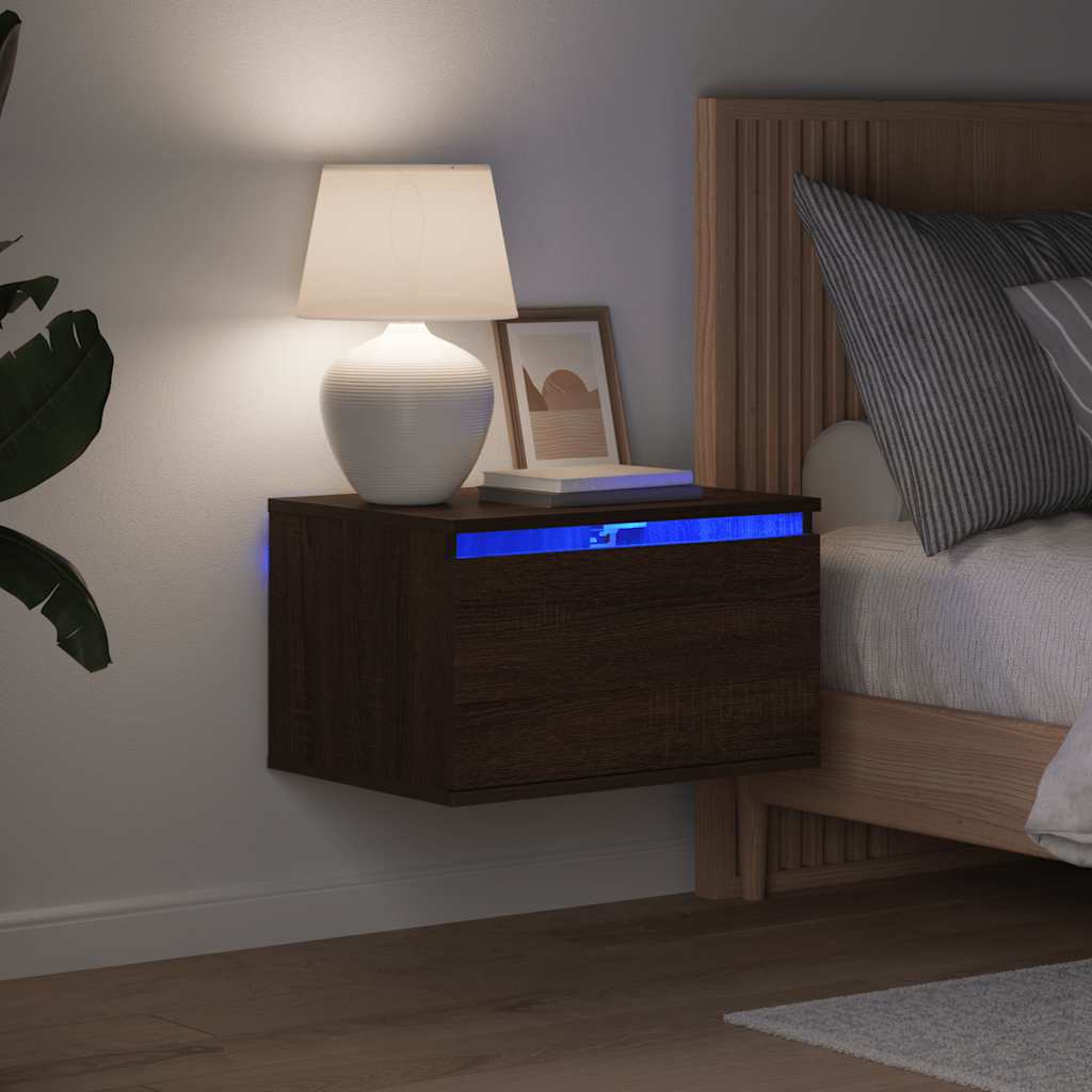 JUNG Vida Wand-Nachttische mit LED-Leuchten 2 Stk. Braun Eichen-Optik