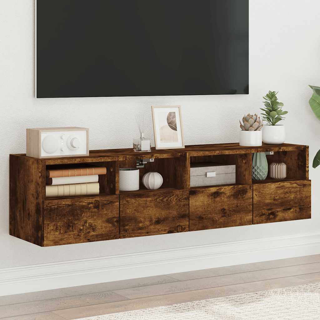 JUNG Vida TV-Wandschränke 2 Stk. Räuchereiche 60x30x30 cm Holzwerkstoff
