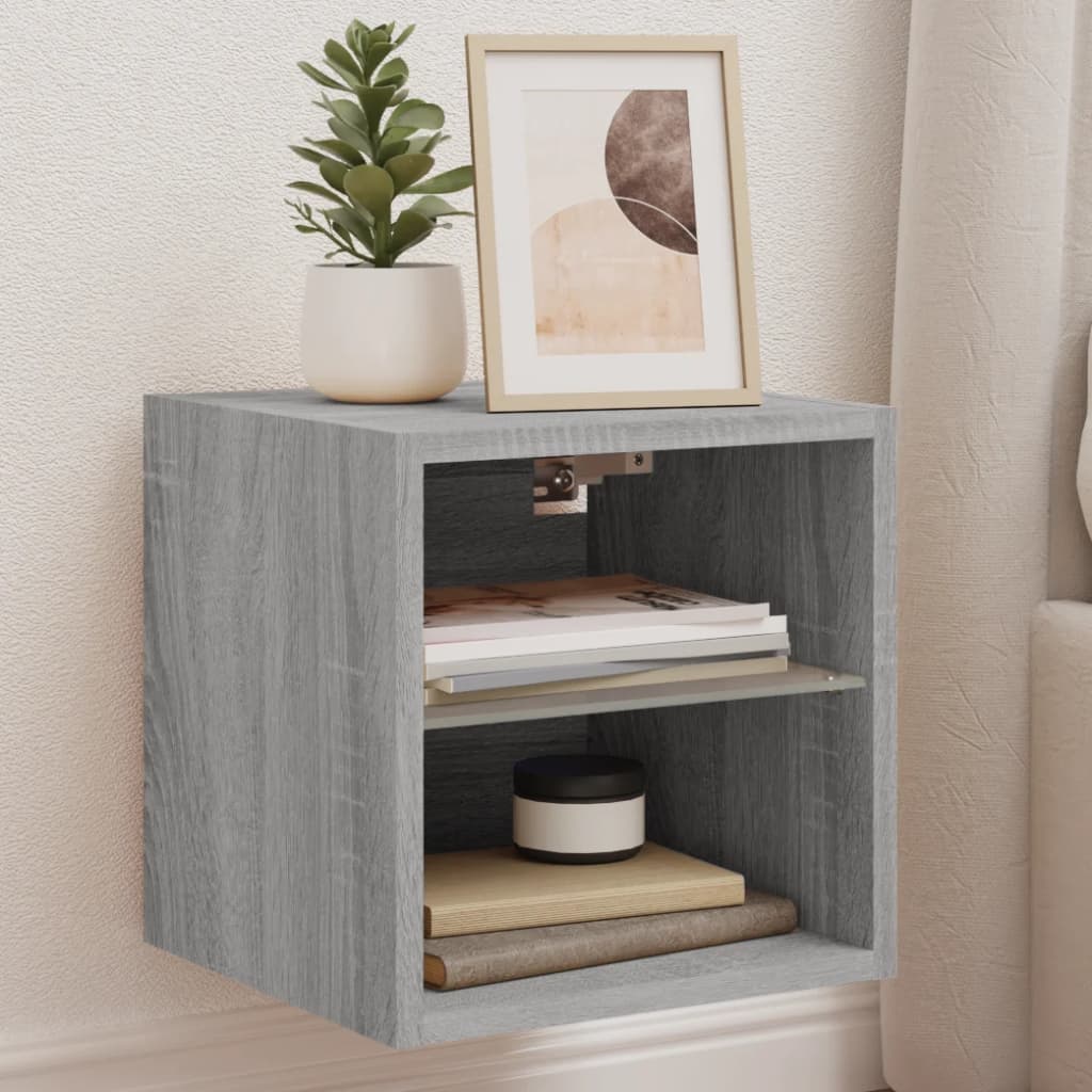 JUNG Vida TV-Wandschrank mit LED-Leuchten Grau Sonoma 30x28,5x30 cm