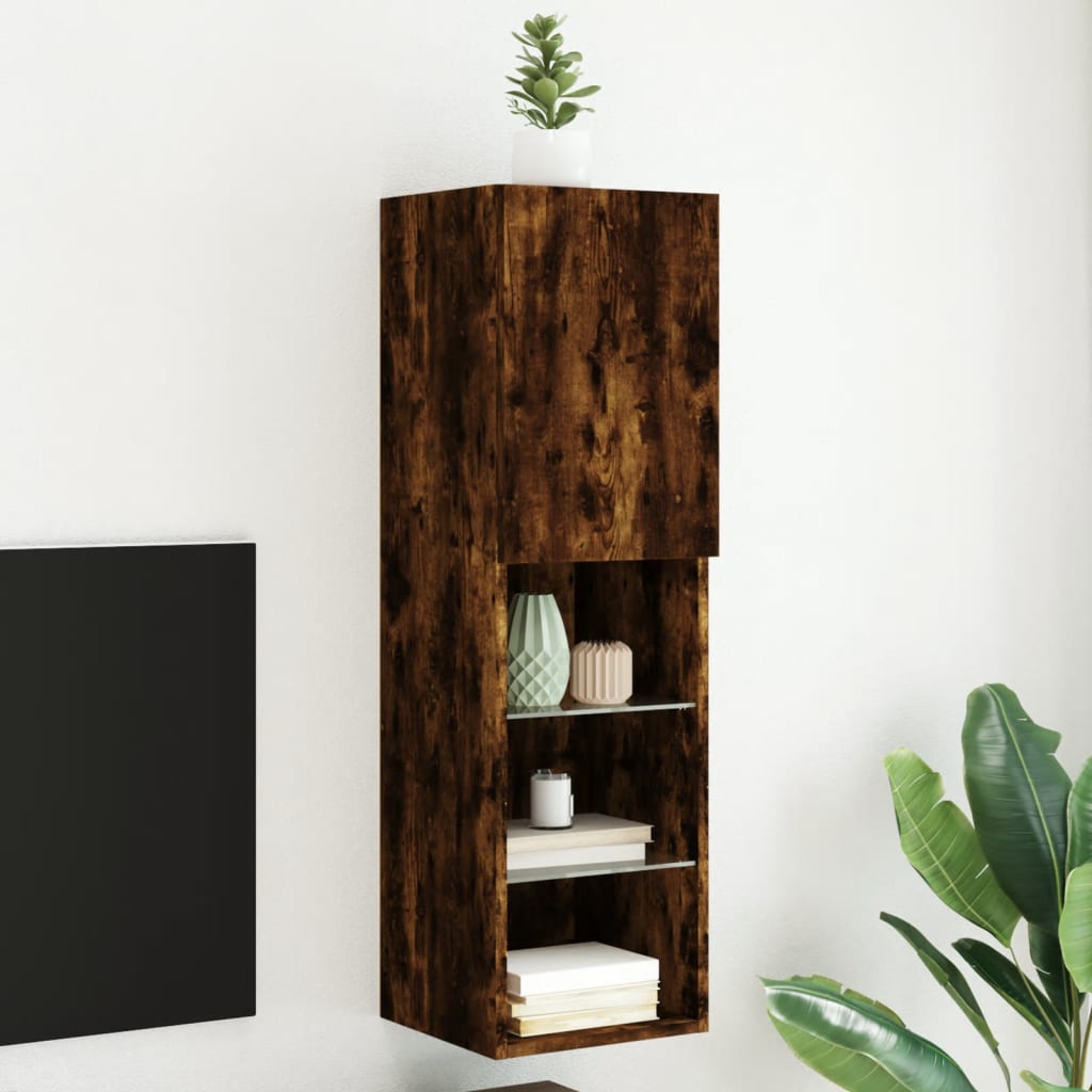 JUNG Vida TV-Schrank mit LED-Leuchten Räuchereiche 30,5x30x102 cm